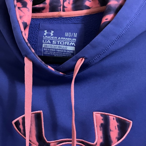 Under Armour Purple Hoodie with Pink Accents Men’s Medium UA‎ Storm semi fitted - Picture 3 of 4